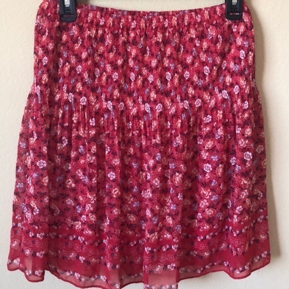 Max Studio Red Floral Mini Skirt
